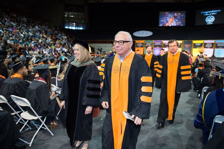 Don Shalvey celebrates commencement in 2017.