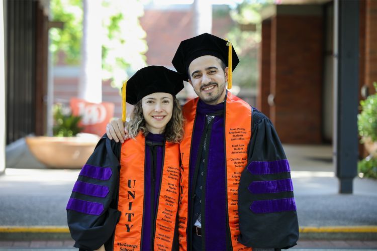 International students Dariia Zhestovskaia ‘24 and Yakup Altun ‘24 passed the bar exam three months before graduating.