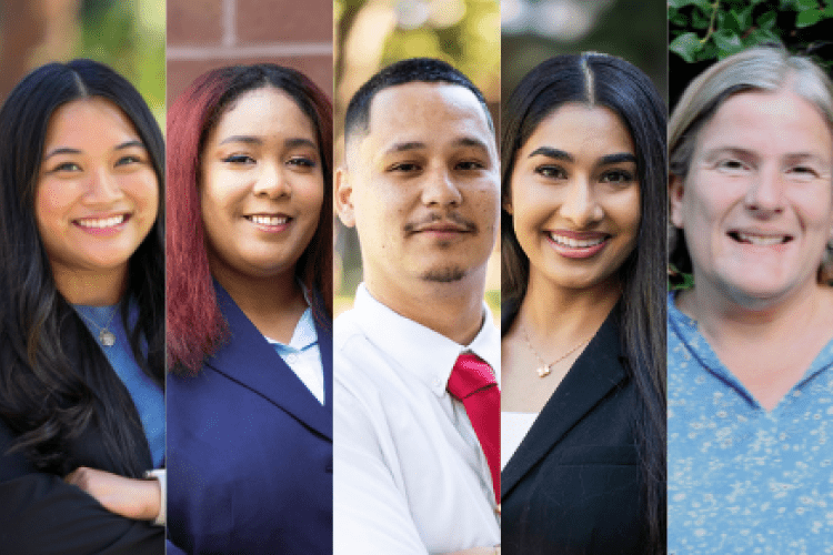 headshots of 5 students