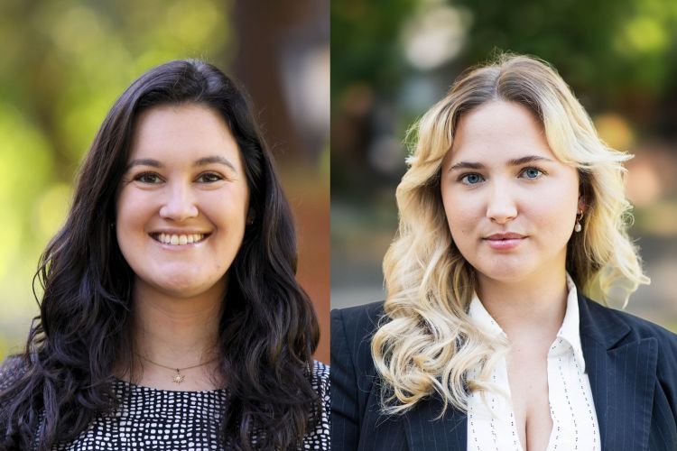 Two portraits of female students