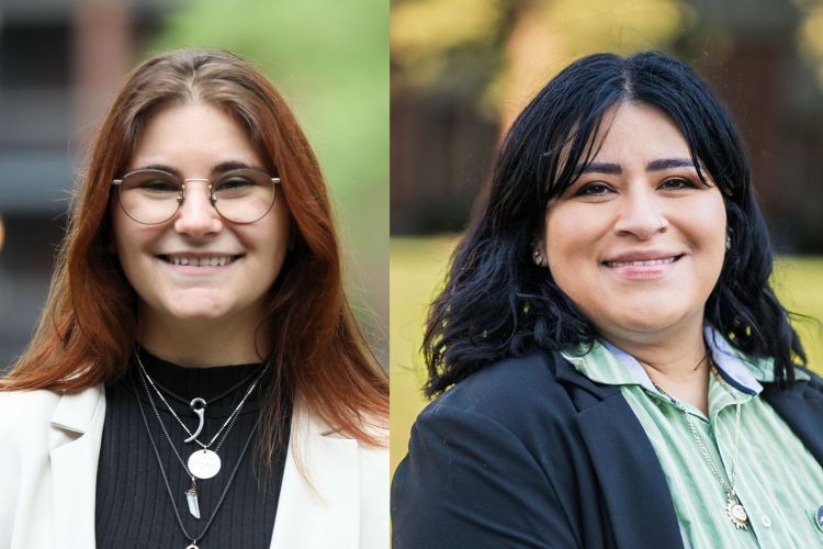 Two portraits of female students