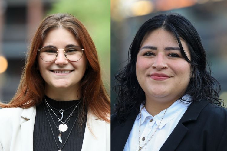 Two portraits of female students
