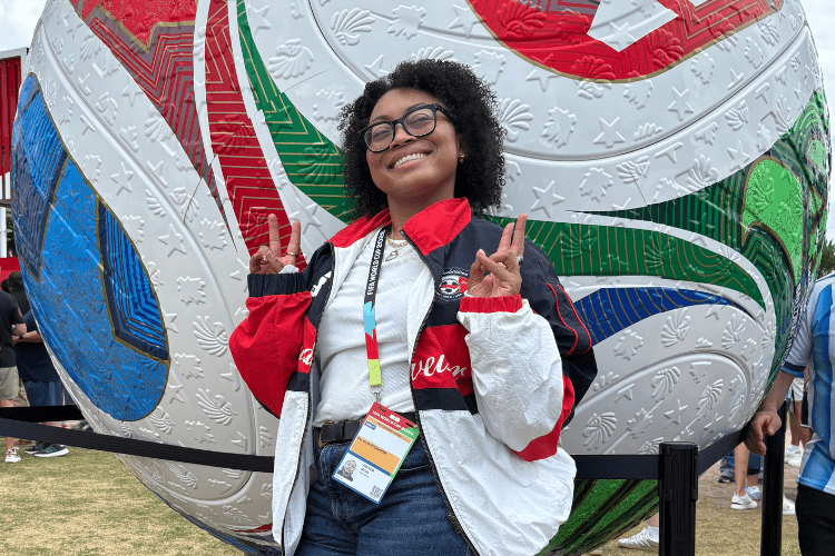 Ifla Hayes ’19 poses at the World Cup