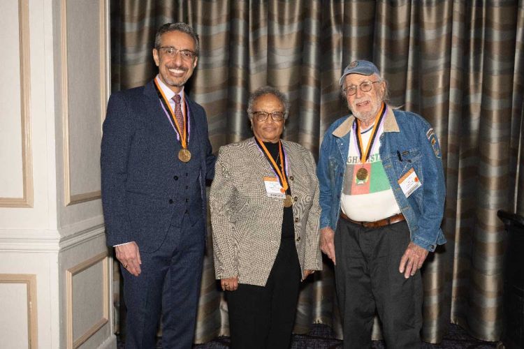 Medallion of Distinction honorees pose with Dean Nadershahi