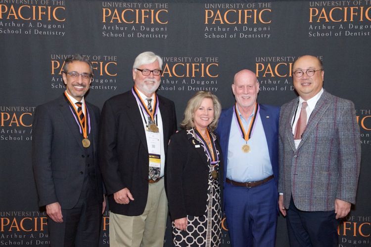 Left to right: Dr. Nader A Nadershahi ’94, Dr. William A. van Dyk ’73, Dr. Judee A. Tippett-Whyte ’86, Dr. Alan Budenz and Dr. Peter Liu ’89