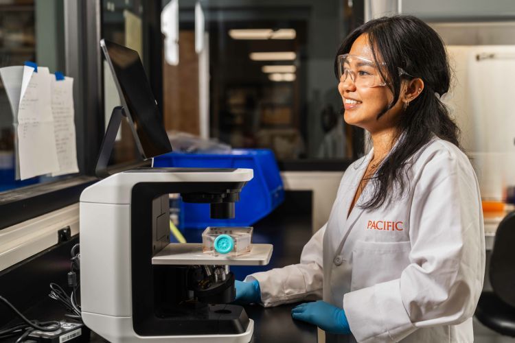 Student in a research lab