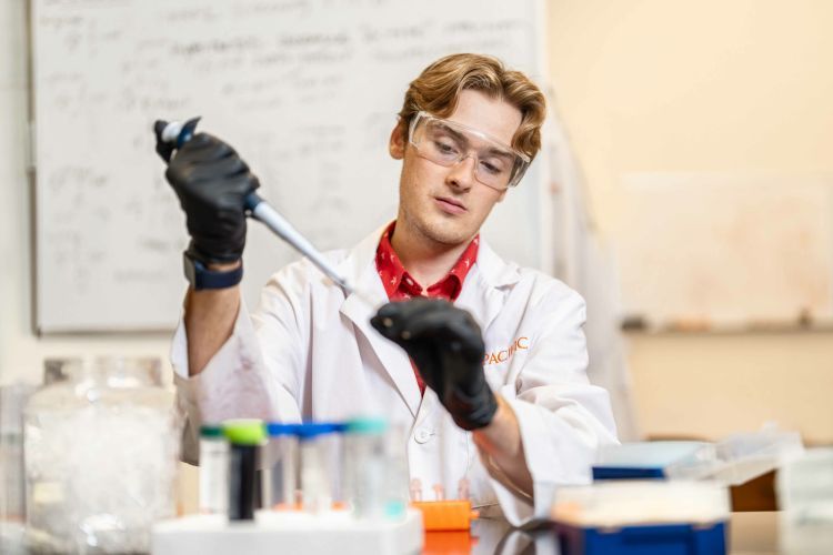 Student in a research lab