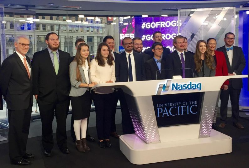 Eberhardt School of Business students visit NASDAQ during a spring trip to New York in 2017.