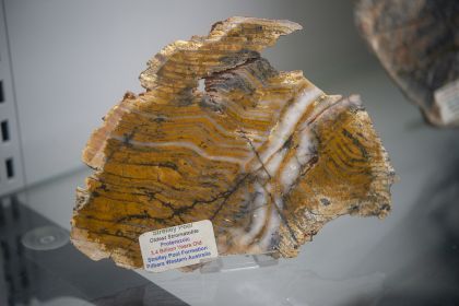 Large gemstone on display in Geosciences Center