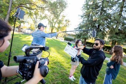 Students producing a video