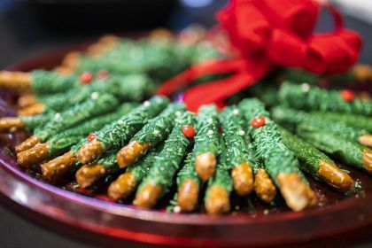 frosted pretzels form the shape of a wreath