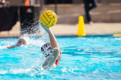 a water polo player prepares to throw the ball