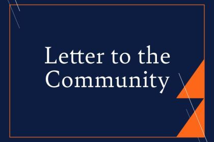 blue background with white text reading Letter to the Community