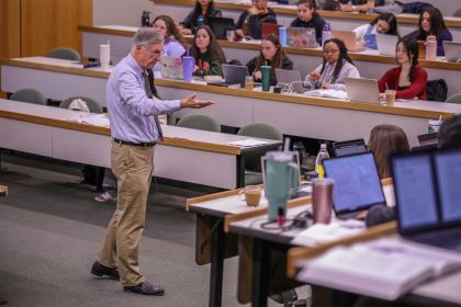 a professor teaches a law class
