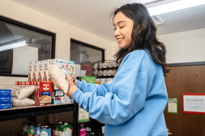 Student at the Pacific Food Pantry