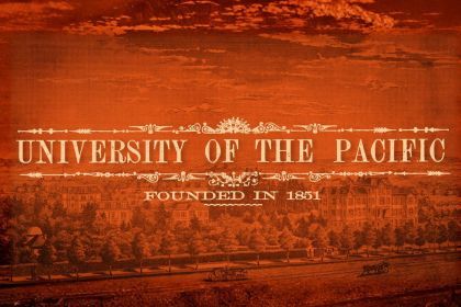 orange background with text reading University of the Pacific Founded in 1851