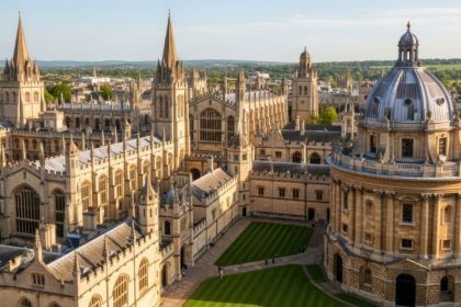 An aerial shot of Oxford University 