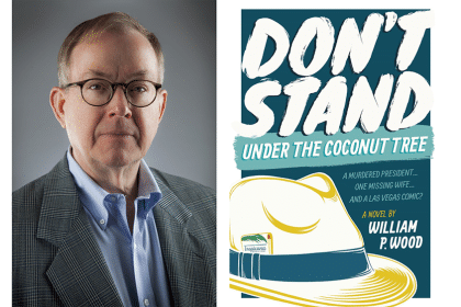 a headshot photo beside a book titled "Don't Stand Under the Coconut Tree.".