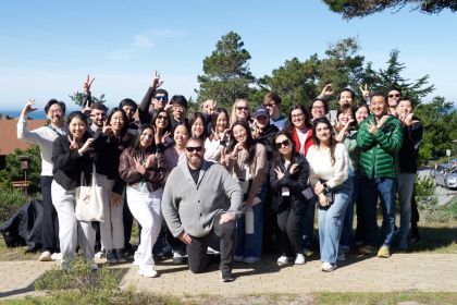 Asilomar Weekend attendees pose on the beach