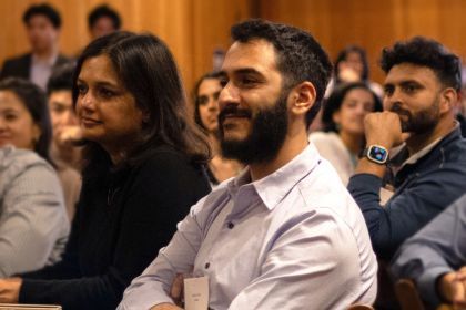 Students, alumni and industry professionals at networking mixer event