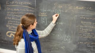 Student working on an equation