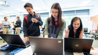 Students at the Tech Fair.