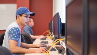 Students working in a computer lab