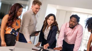 Students in University of the Pacific's Master of Business Administration program work together on an MBA project