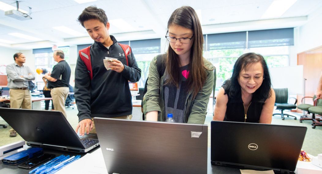 Students at the Tech Fair.