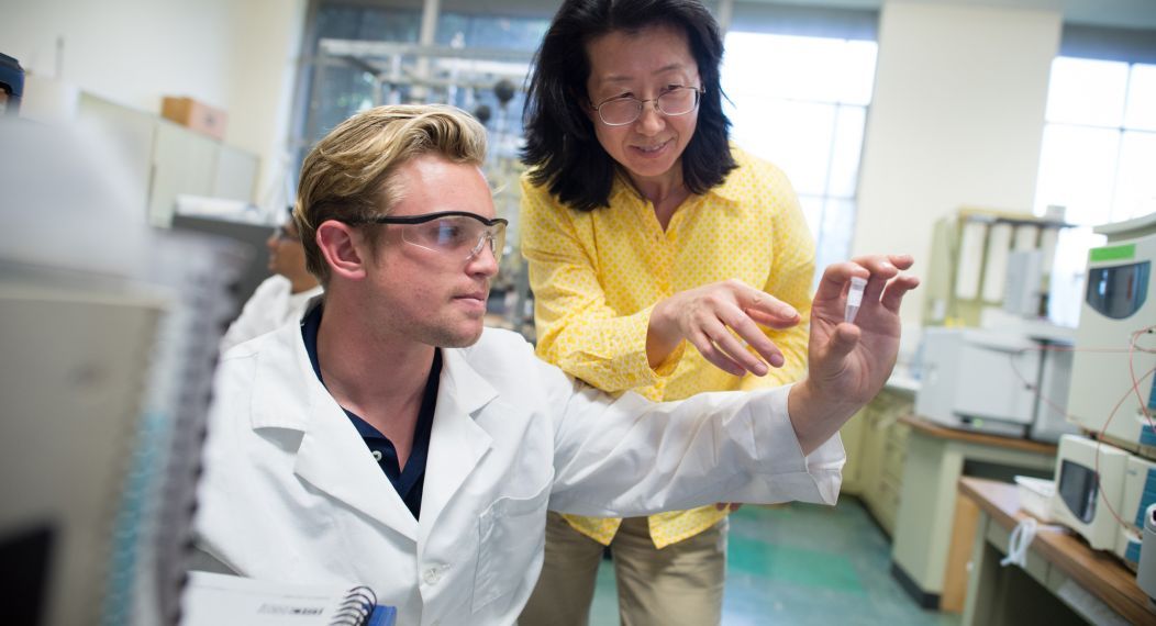 STudent Alec Follmer and professor