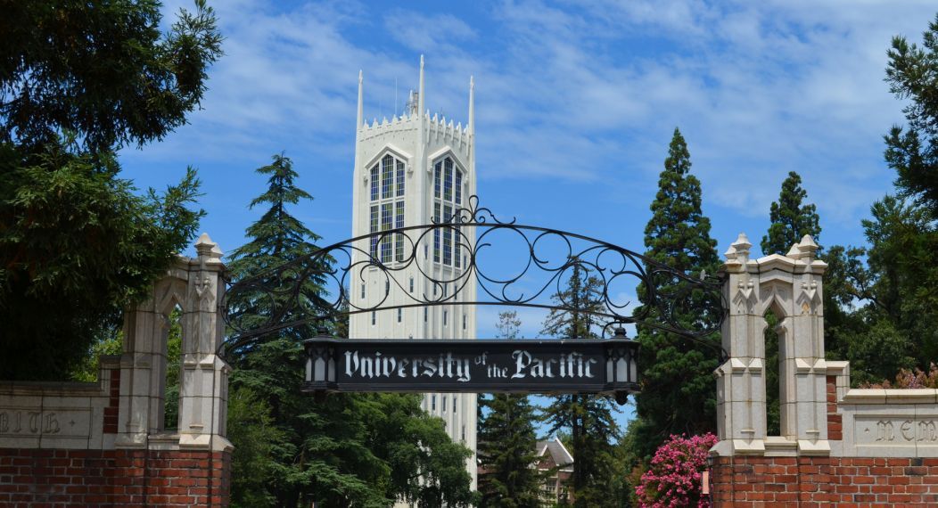 Burns tower and Stockton Campus gate