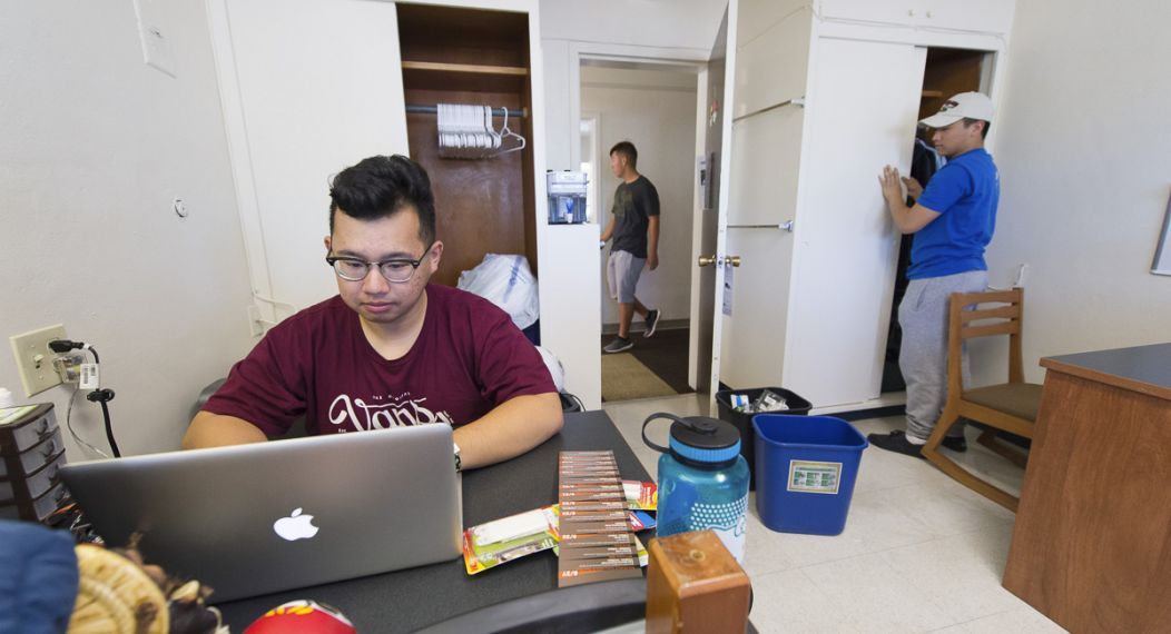 Students in dorm room