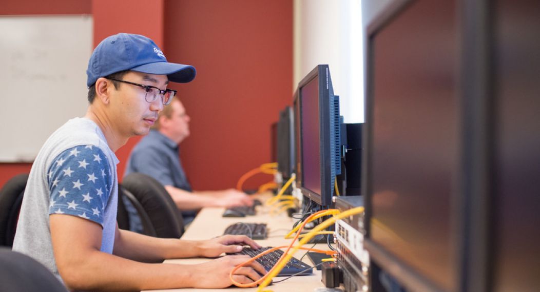 Students working in a computer lab