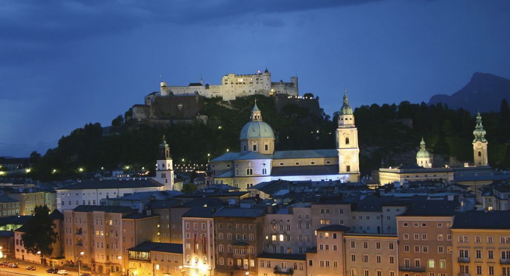 The city of Salzburg at night