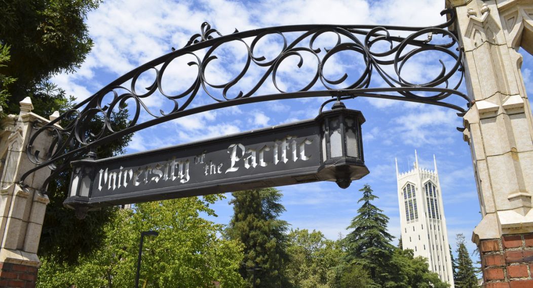 Burns Tower viewed through the Pacific gates