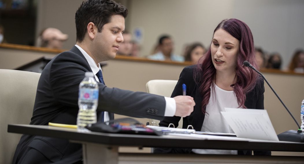 law students at a courthouse