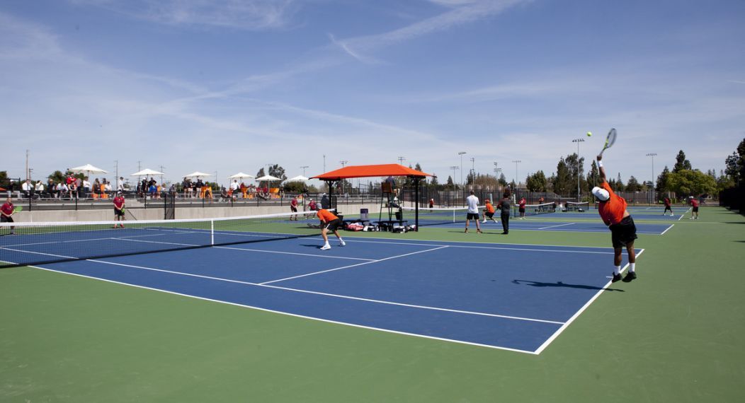 Students playing tennis