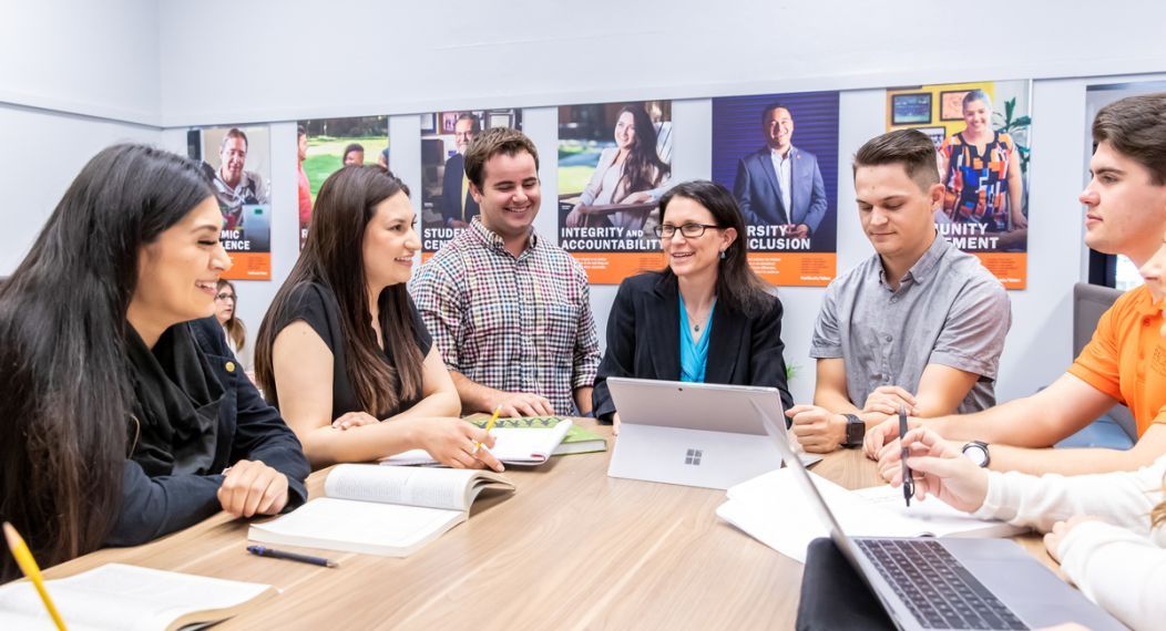 students at table