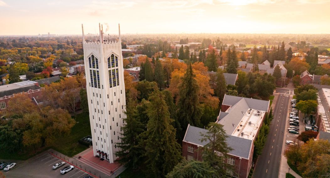 Aerial campus shot of University of the Pacific
