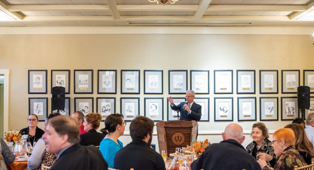 a presentation in the regents dining room