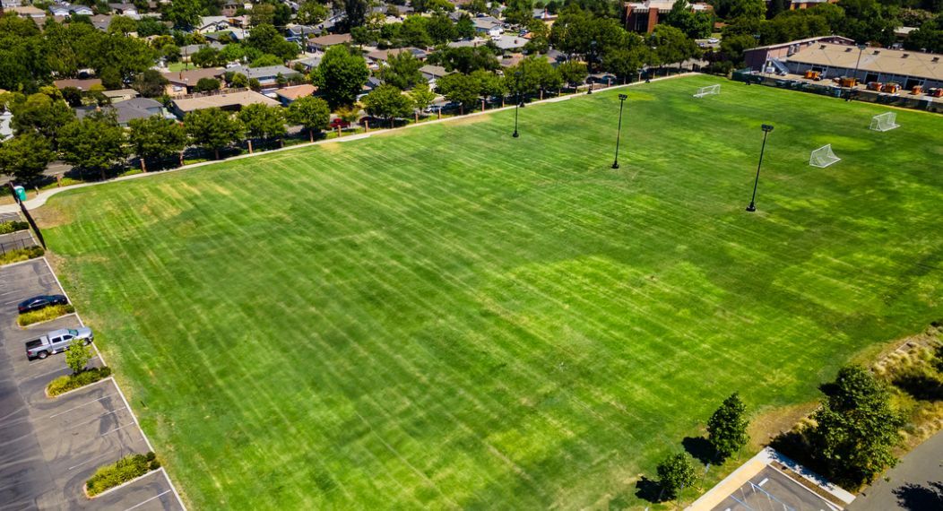 aerial shot of Brookside field