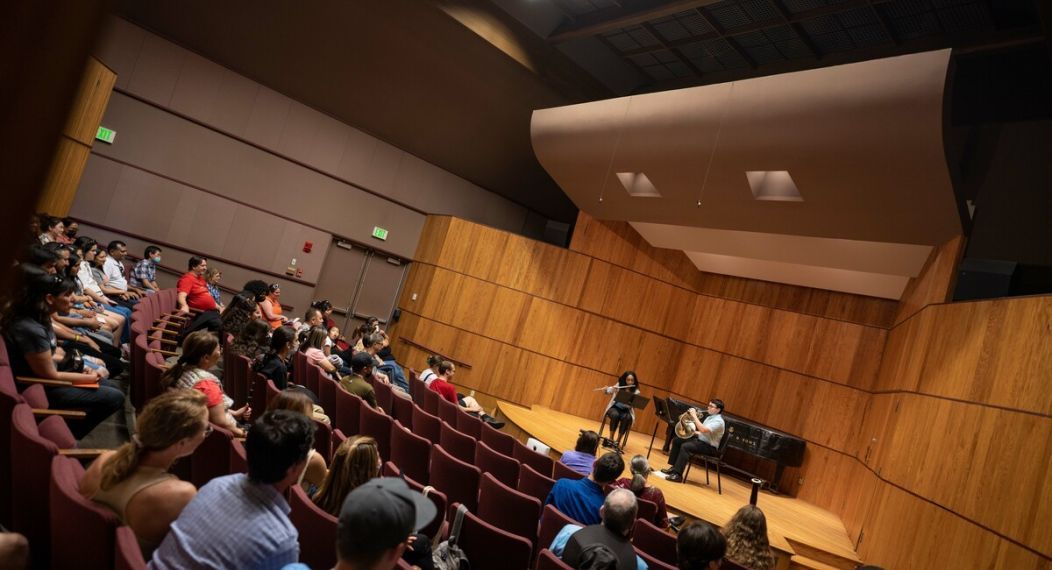 an interior shot of the recital hall at Pacific
