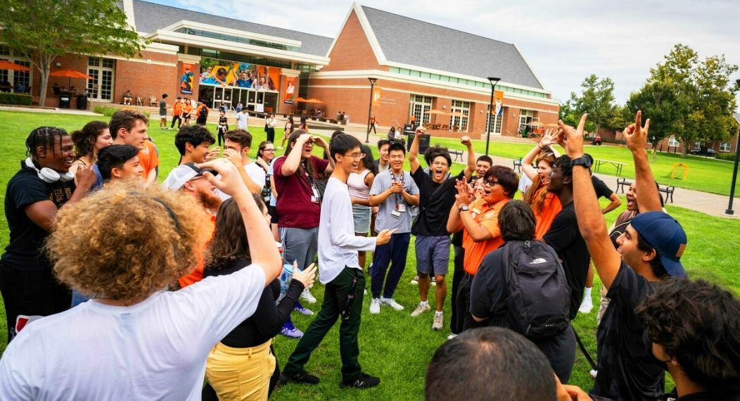 students on the DUC lawn