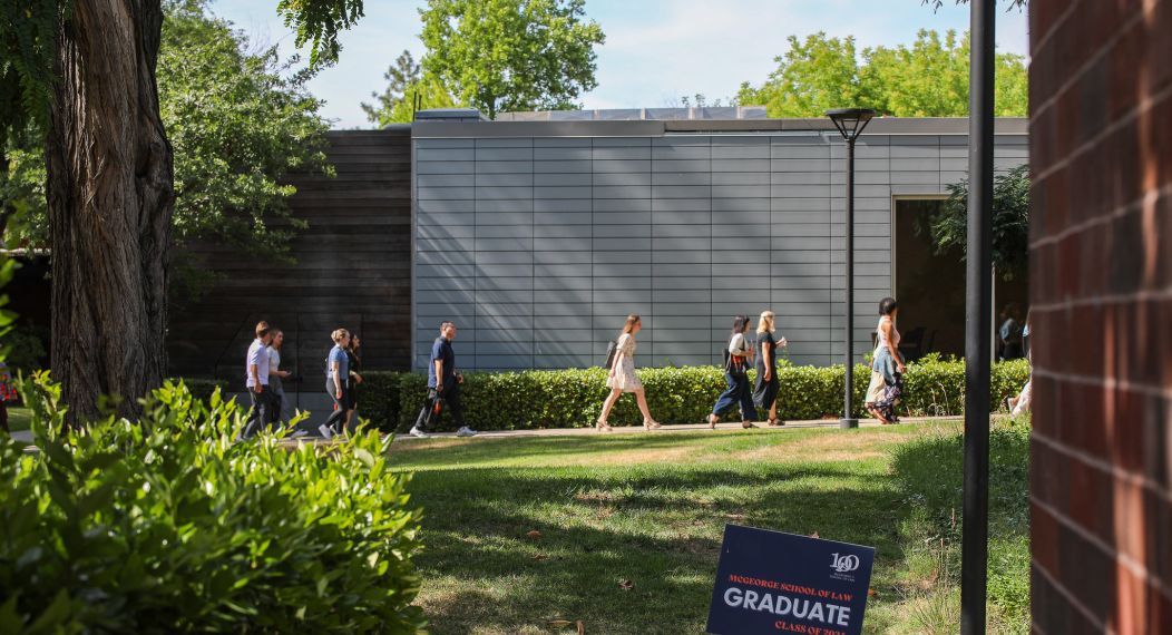 students walking on campus
