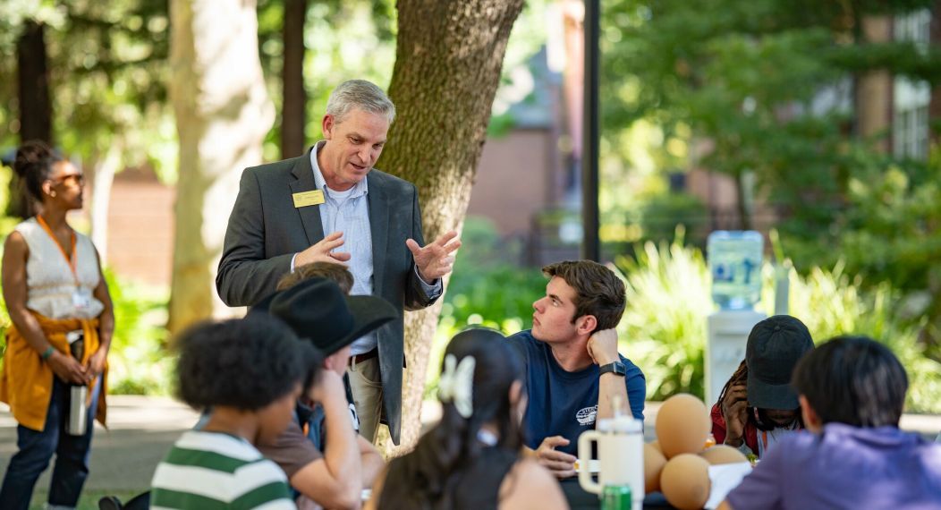 Dean Lewis Gale with students