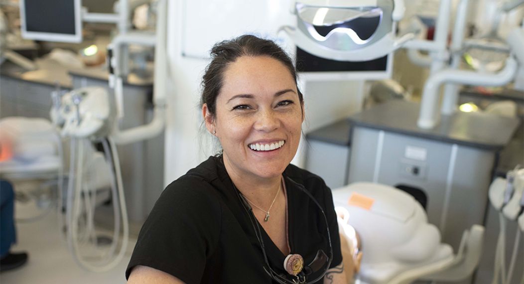 smiling in clinic