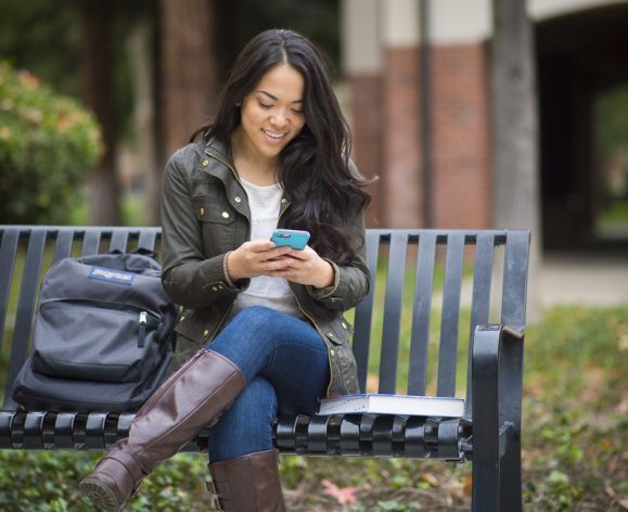 student using mobil phone