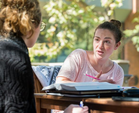 students studying outside