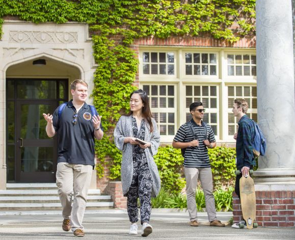 students walking on campus