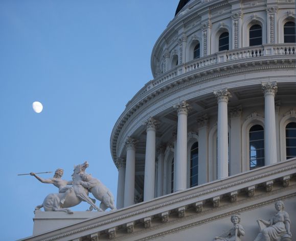 the capitol building at dusk